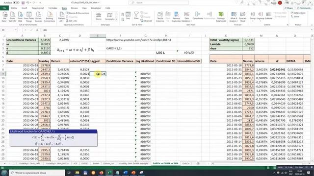 GARCH(1,1) in MS Excel смотреть онлайн