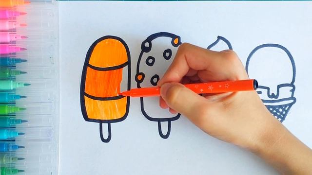 How to draw ice cream-Coloring for Kids &Toddlers | Draw, Paint and Learn _ Magic Colours смотреть онлайн
