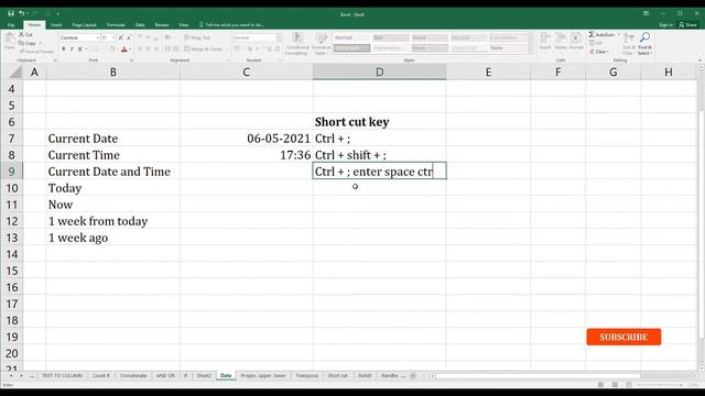 Formula and short cut key for Current date and time in excel | Basic Excel смотреть онлайн