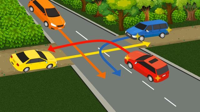 ?Какой автомобиль покинет перекрёсток последним ?