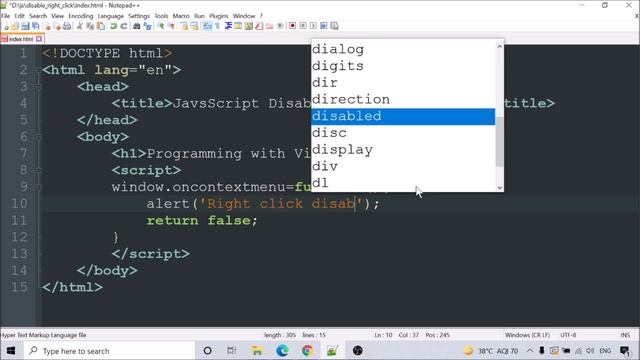 JavaScript Disable Mouse Right Click смотреть онлайн