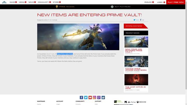 Warframe - Nova Prime Vault & Nekros Prime Access Ends смотреть онлайн