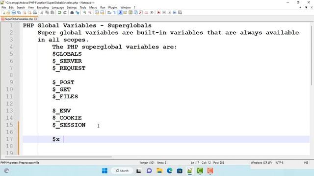 PHP Super Global variables смотреть онлайн