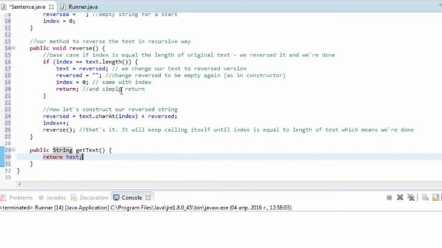 JAVA Recursion - Reverse a string смотреть онлайн