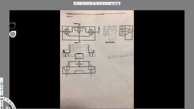 Sketch the sectional view as indicated The material of the part is cart iron смотреть онлайн