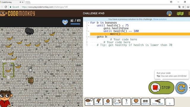Play Code Monkey 146 - 147 - 148 - 149 - 150 Challenge Level смотреть онлайн
