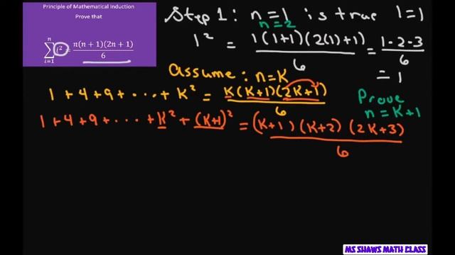 Prove by mathematical induction that the sum of squares of positive integers is n(n+1)(2n+1)/6 смотреть онлайн