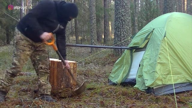 Как мы отапливали палатку финской свечой. смотреть онлайн