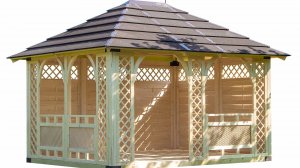 Прямоугольная деревянная беседка П157.