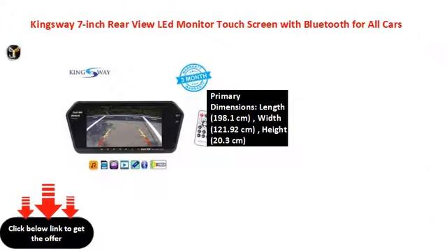 Kingsway 7-inch Rear View LEd Monitor Touch Screen with Bluetooth for All Cars смотреть онлайн