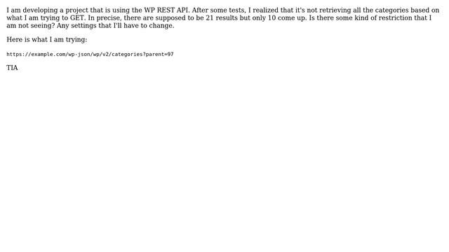Wordpress: WP REST API not retrieving all categories смотреть онлайн