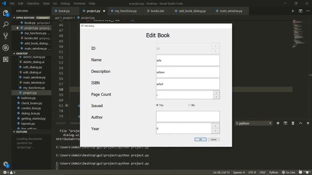 PyQT5 Editing Books: PyQT5 GUI Project - Full Stack Python Programming смотреть онлайн