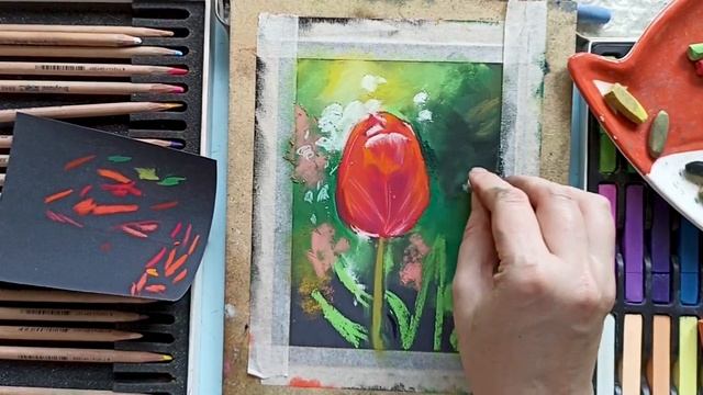 Как рисовать тюльпан пастелью? Подробный мастер класс для начинающих. смотреть онлайн