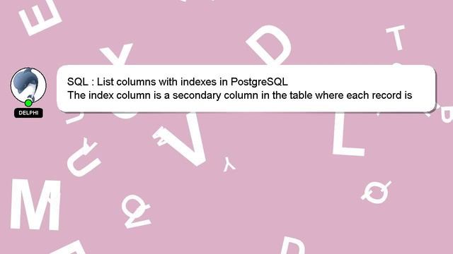 SQL : List columns with indexes in PostgreSQL смотреть онлайн