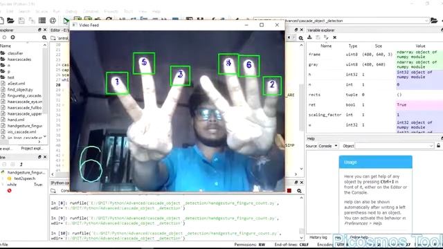 Hand Gesture fingers count using opencv python-3.6 смотреть онлайн
