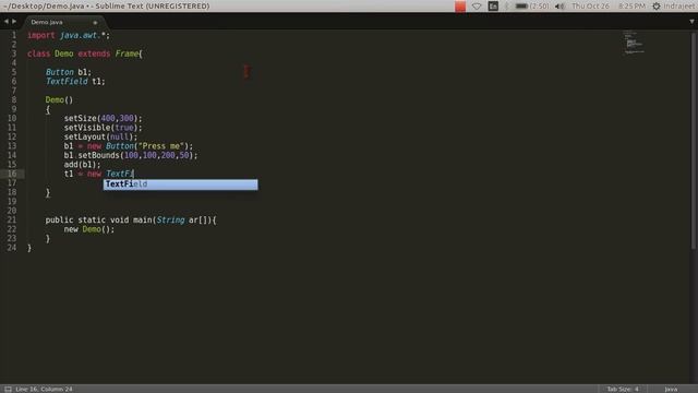 33. AWT: How to make Windowed Application | Frames | addings Button and TextField to Frame смотреть онлайн
