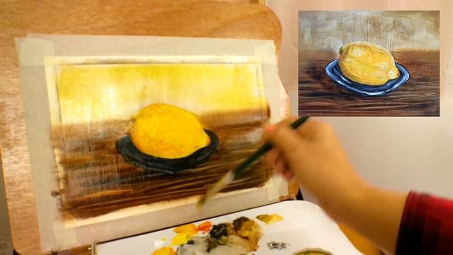 ?КАК нарисовать ЛИМОН маслом ЛЕГКО/для начинающих/этюд смотреть онлайн