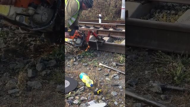 Резка рельса бензорез(рельсорез) Shtil TS800 смотреть онлайн