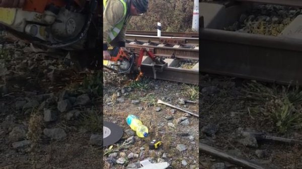 Резка рельса бензорез(рельсорез) Shtil TS800