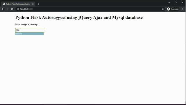 Python Flask Autosuggest using jQuery Ajax and Mysql database смотреть онлайн