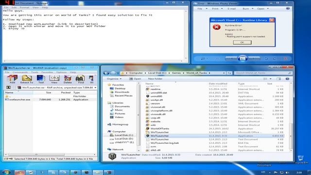 World of Tanks Microsoft Visual C++ Runtime Error R6002 -floating point support not loaded смотреть онлайн