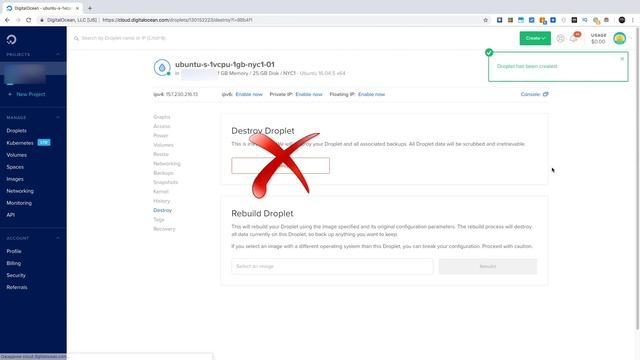 Как в DigitalOcean пересоздать Droplet не меняя IP? смотреть онлайн