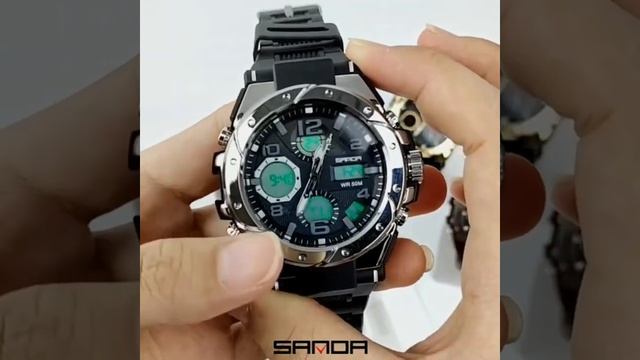 Часы мужские наручные спортивные белые в подарочной упаковке SANDA смотреть онлайн