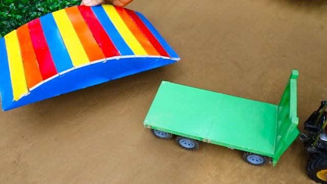 Diy Tractor Stuck In Mud With Trolley | Diy Tractor Rescue Bulldozer | Mini Rice Threshing Machine