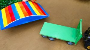 Diy tractor stuck in mud with trolley | diy tractor rescue bulldozer | mini rice threshing machine