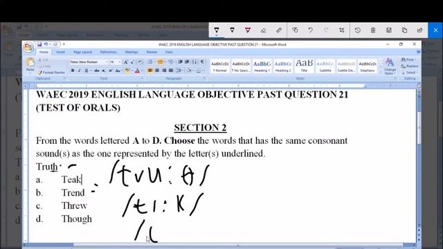 WASSCE 2019 ENGLISH LANGUAGE OBJECTIVE PAST QUESTION 21 Test of orals смотреть онлайн
