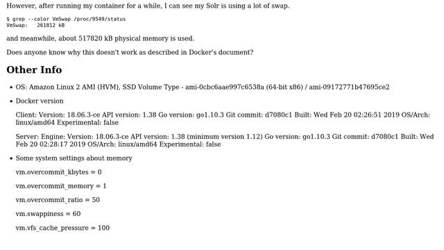 After disabling swap memory for Docker container, but I can still see lots of swap used in my... смотреть онлайн