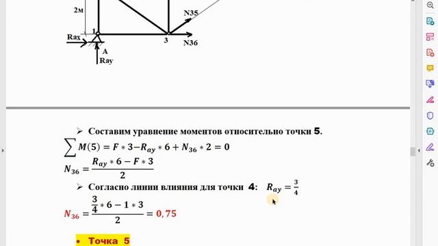 Линии влияния плоской фермы. смотреть онлайн