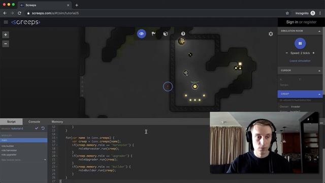 Screeps Tutorial Walkthrough for Beginners - 5. Defending Your Room смотреть онлайн