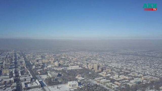 Сказочный Бишкек под снежным покрывалом - Вид с дрона смотреть онлайн
