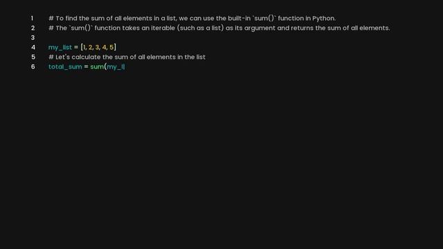 Find the sum of all elements in a list смотреть онлайн