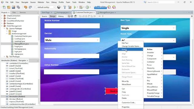 #12 Java Backend Code for Customer Checkin Page in Hotel Management System Project in Java NetBeans смотреть онлайн
