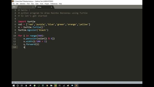 Python program to draw rainbow benzene using Turtle module |nullhackers| смотреть онлайн