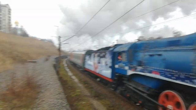 Паровоз П36 0218 с туристическим поездом Ростов-на-Дону-Таганрог. смотреть онлайн