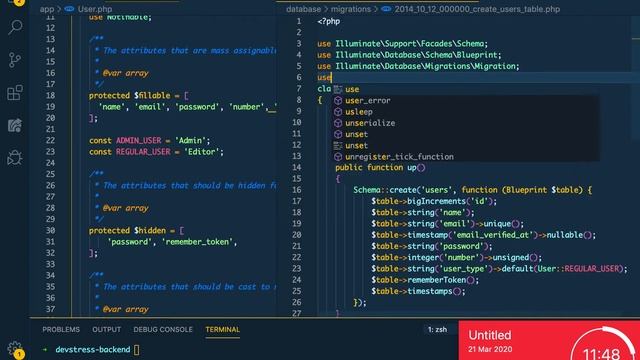 Vue + Vuetify Blog with Laravel REST API #4 Backend-User Model смотреть онлайн