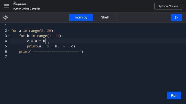 Multiplication Table in Python смотреть онлайн