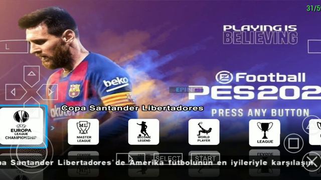 PSP PES 2021 Süperlig Modu Türkçe Menü