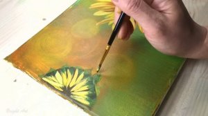 Sunflower And Blue Butterfly / Easy Acrylic Painting Tutorial    #11