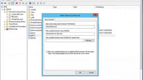 Create Alias or CName record in DNS Windows 2012 R2 Server step by step