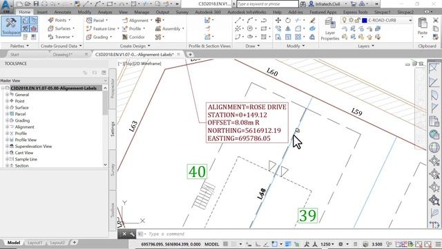 AutoCAD Civil 3D 07-05.00-Alignment Labels смотреть онлайн