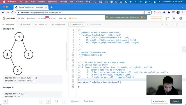 How To Solve "257 Binary Tree Paths" on LeetCode - JavaScript смотреть онлайн