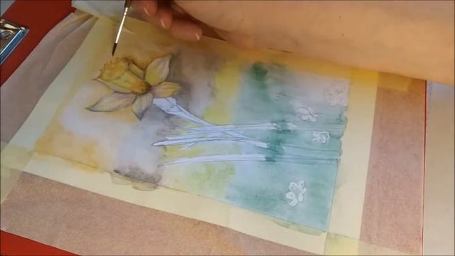 Как нарисовать цветы акварелью.Нарцисс.Часть 2. смотреть онлайн