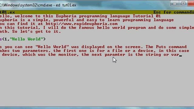 Euphoria Programming Tutorial 01 - Hello World смотреть онлайн