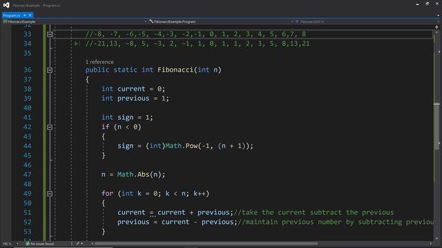 Fibonacci sequence implemented in C# iterative and recursive with negative numbers смотреть онлайн