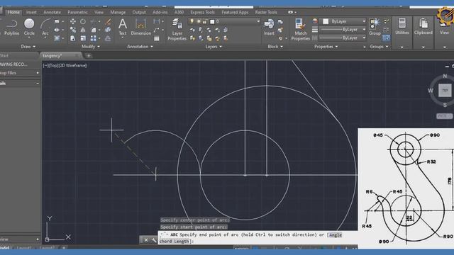 TANGENCY PROBLEMS 1 in /Technicaldrawing/ Autocad /Engineering drawing. смотреть онлайн