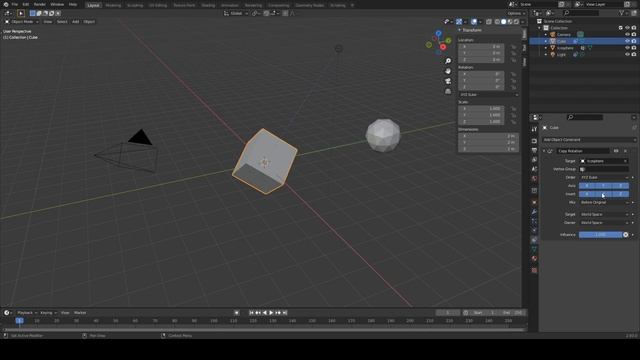 Blender. Copy Rotation Constraint и Copy Scale Constraint